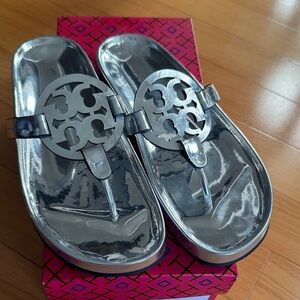 Tory Burch Silver Metallic Sandals NIB